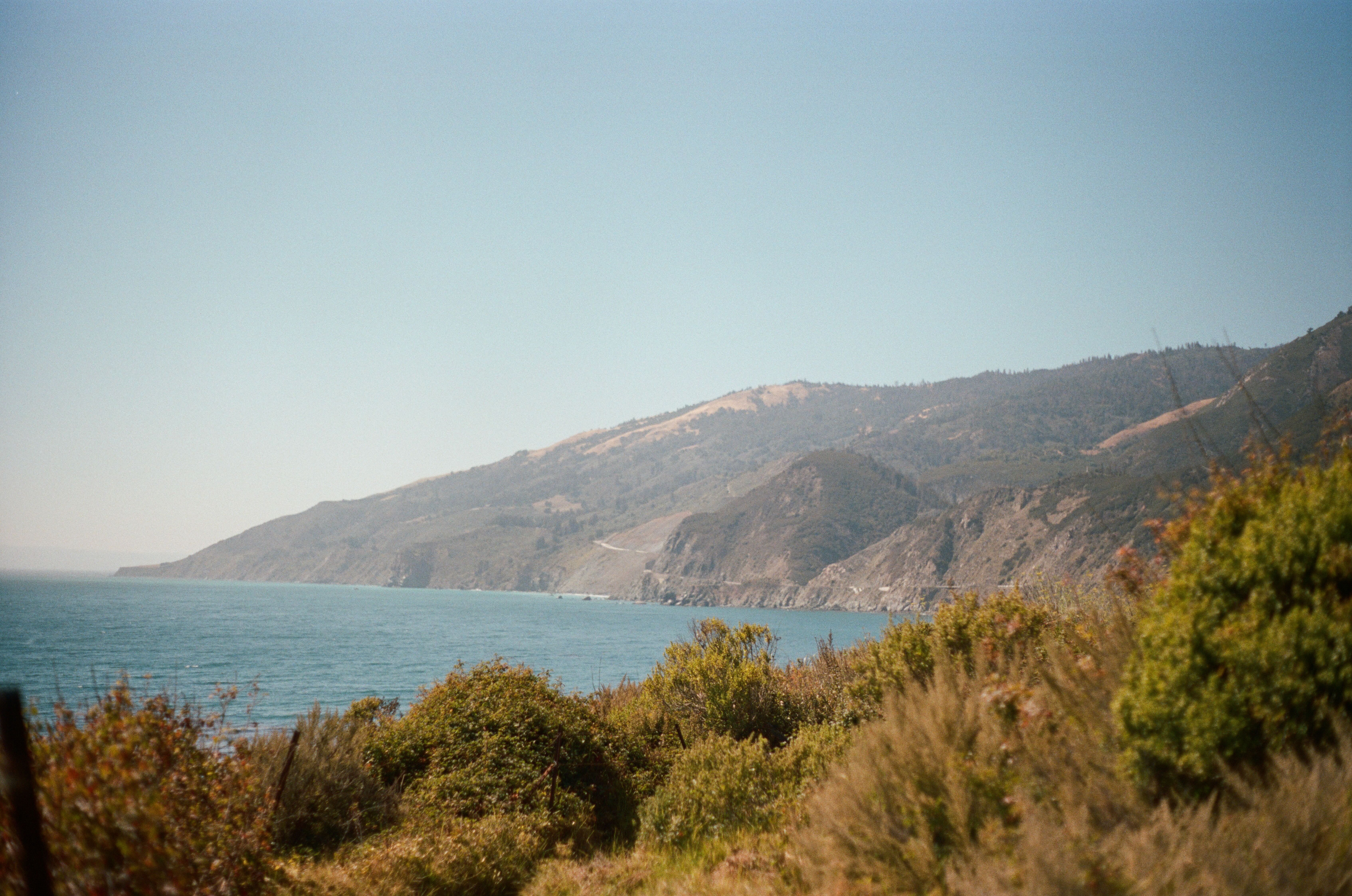 Coastal hills meeting the ocean