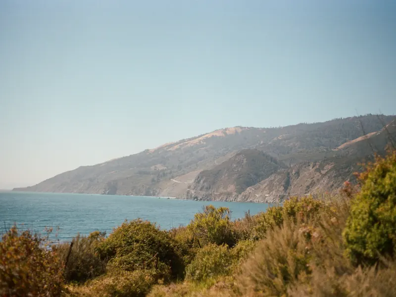 Coastal hills meeting the ocean